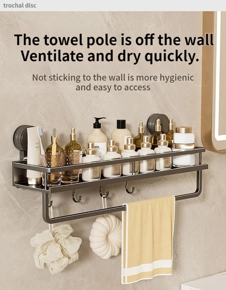 Wall Mounted No-Drill Bathroom Storage & Towel Rack | Versatile Organizer