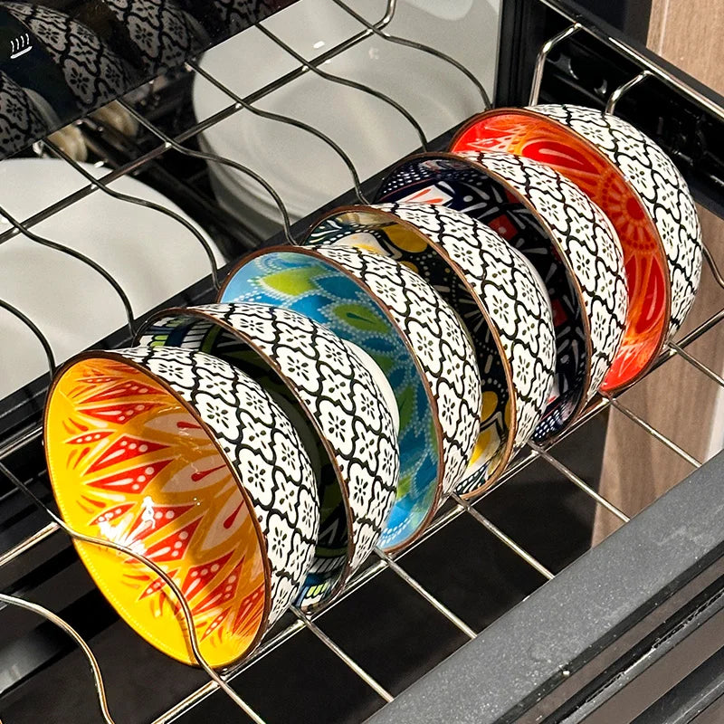 Vabena 6-Piece Handmade Bohemian Ceramic Bowls Set | Artisanal Kitchenware