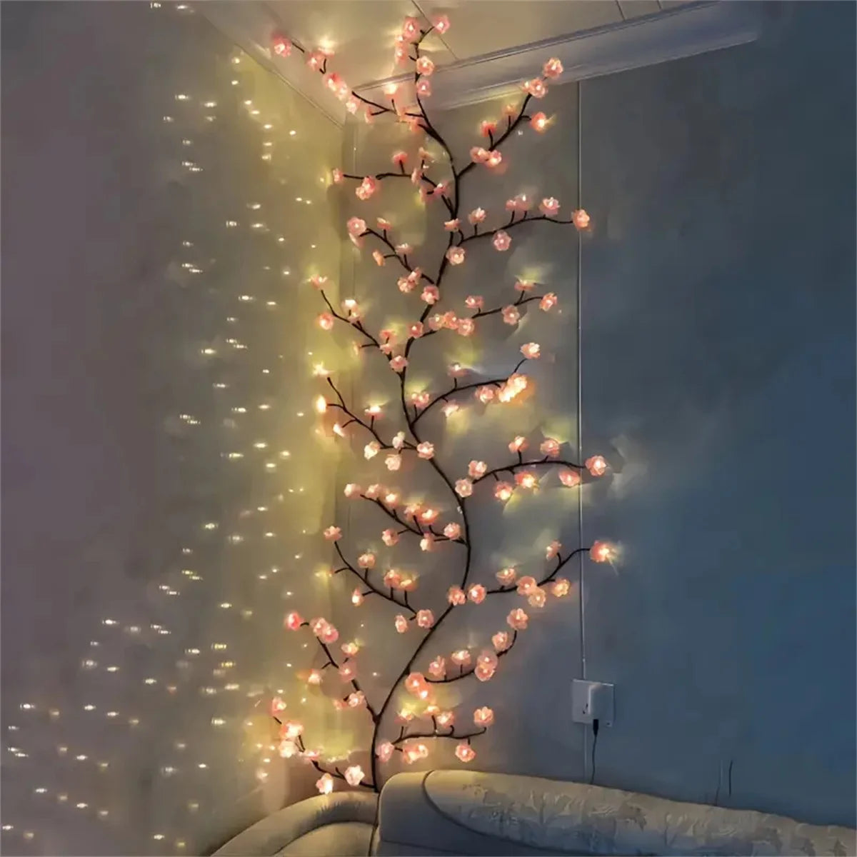 Cherry Blossom LED Tree Branch Rattan Lights - 96 LEDs USB