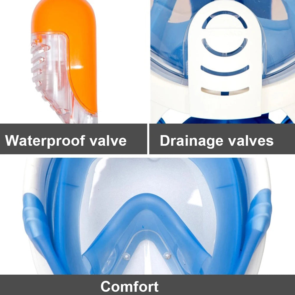 Vabena Full Face Diving Mask - Anti-Fog Snorkel Gear for Adults & Kids