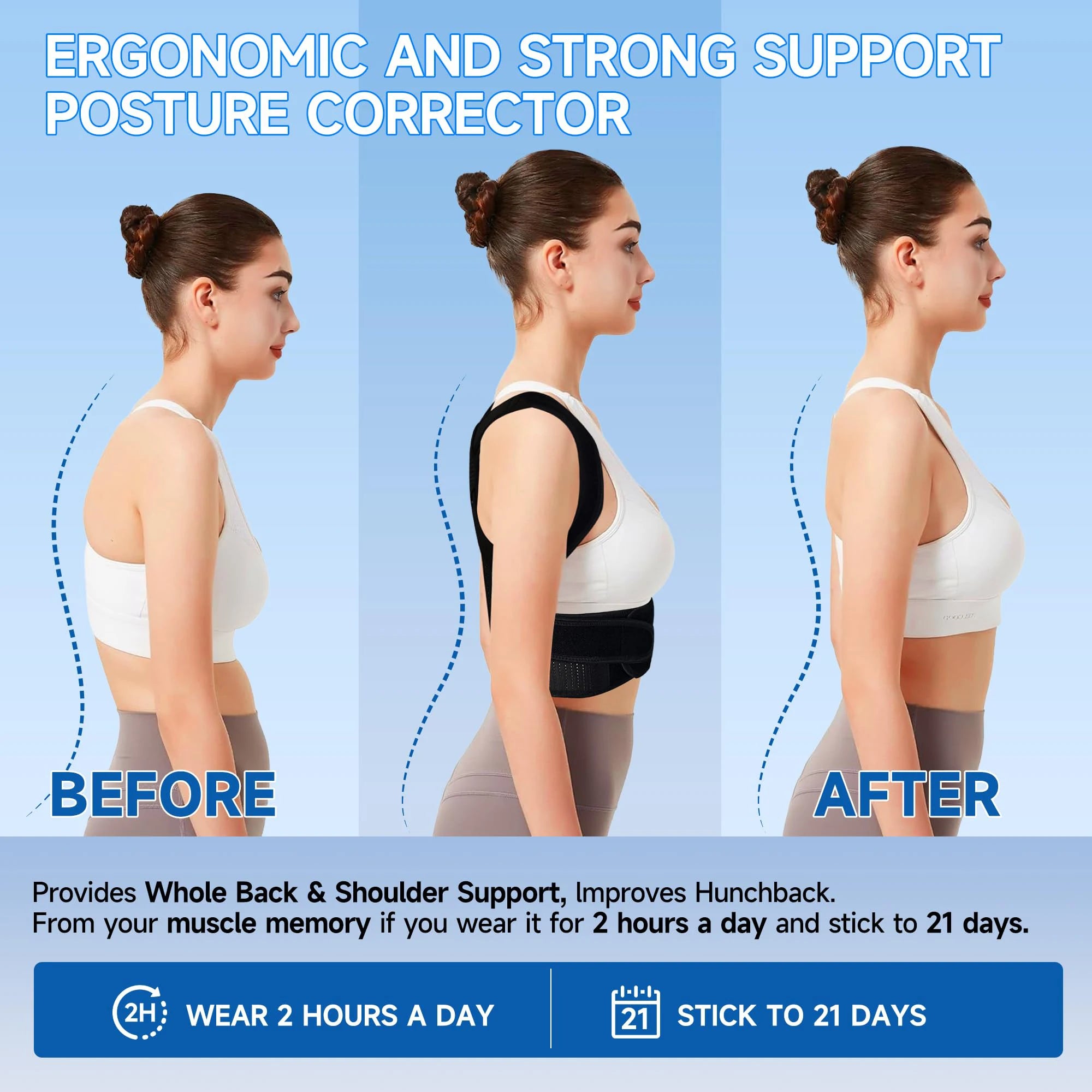 NEENCA Posture Corrector for Women - Adjustable Back Brace Support