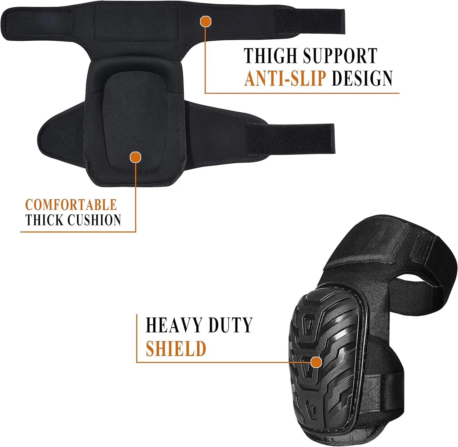 Professional Heavy Duty Gel Foam Knee Pads with Double Straps