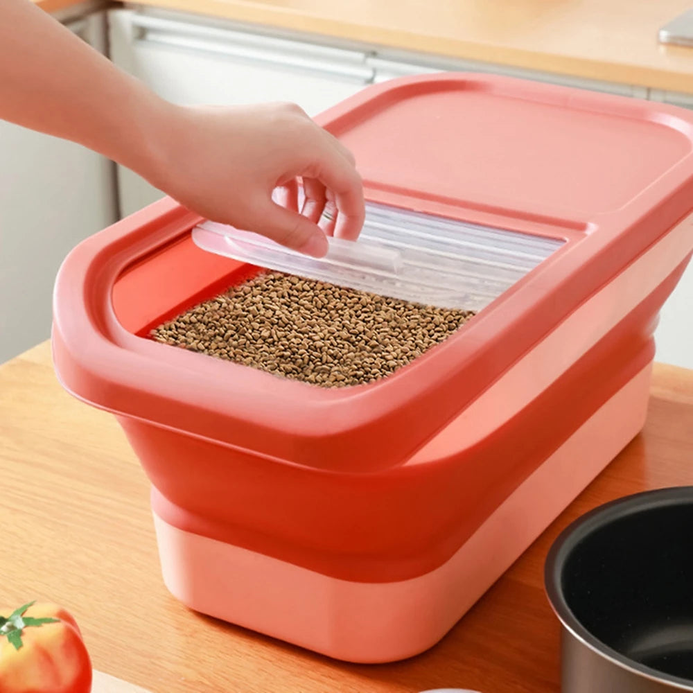 Airtight Collapsible Pet Food Storage Container - 13/33LB Dry Dog Cat Food Box