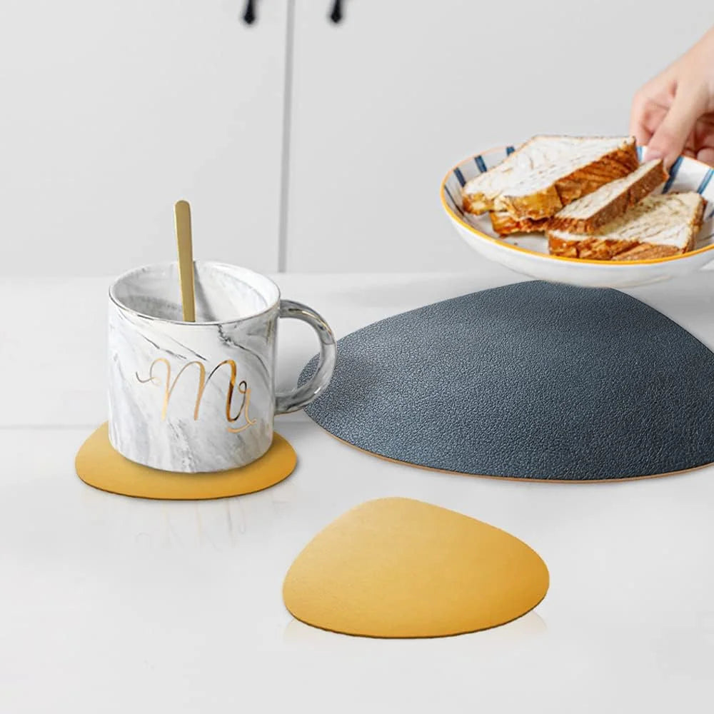 Modern Irregular PU Leather Placemats - Waterproof & Reversible Dining Table Mats