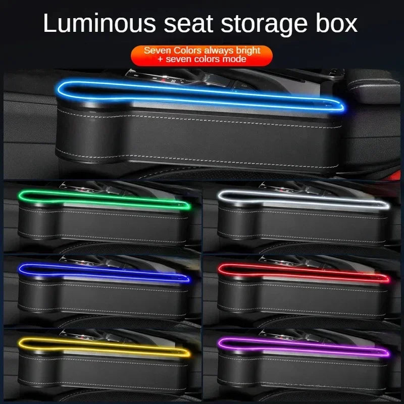 Car Seat Gap Organizer with Dual USB Charger & LED – Phone, Card, Cup Holder