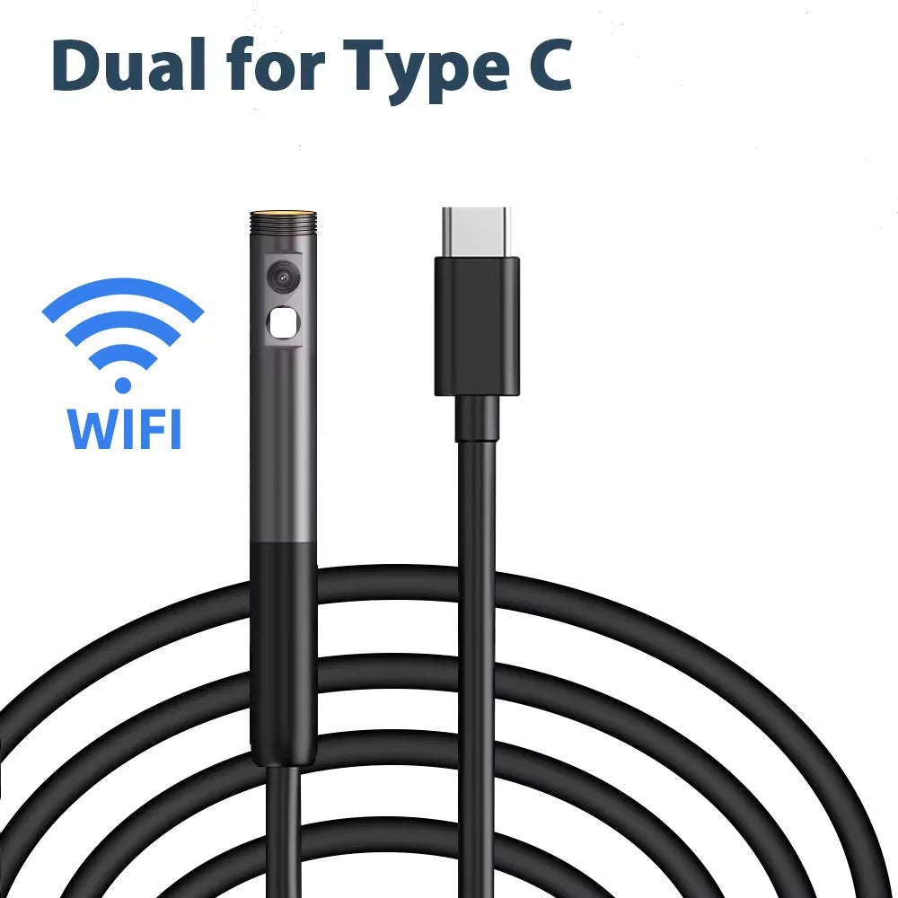 KERUI 2MP Industrial Endoscope Camera for iPhone - Single/Dual Lens Waterproof Inspection Borescope Type C