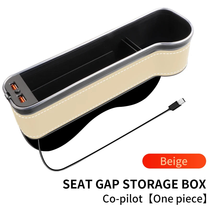 Premium Car Seat Gap Organizer: LED Cup Holder & Dual USB Charger