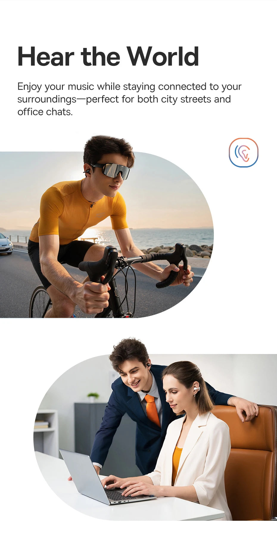 Baseus BC1 Open Ear Clip Earbuds - Wireless Bluetooth 6.0 Sports Headphones with 4-Mics & Super Bass IP55