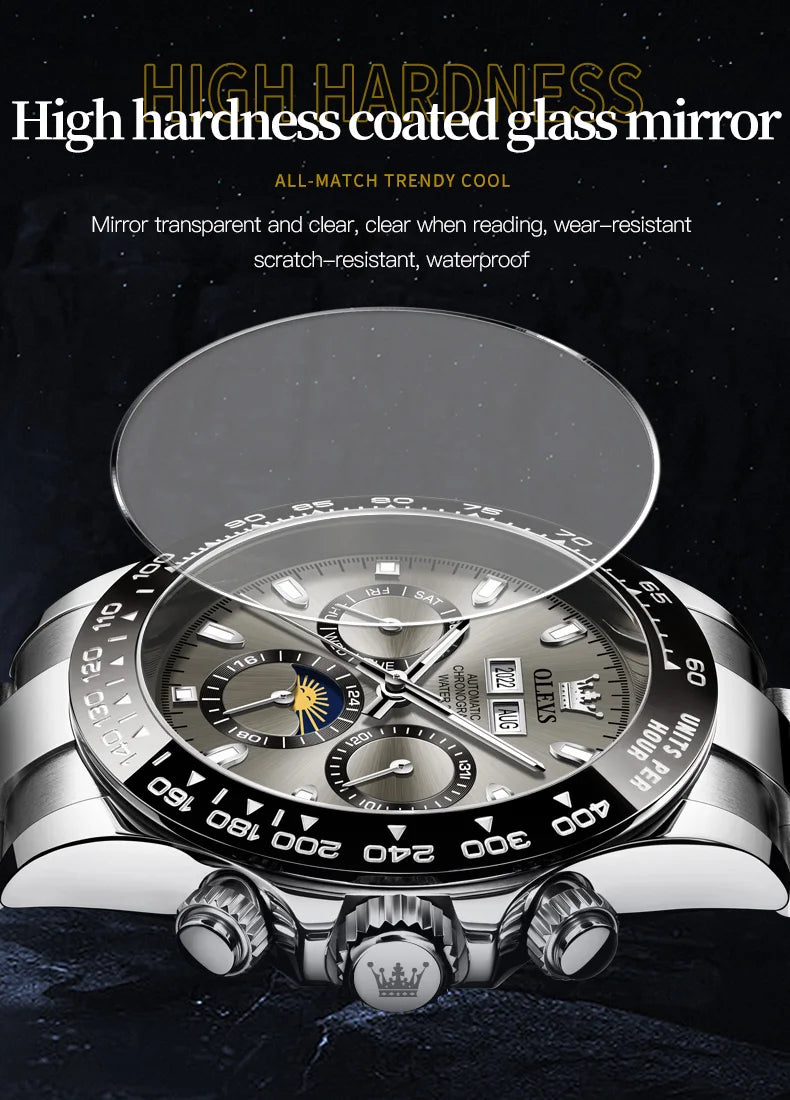 OLEVS 6654 Luxury Automatic Mechanical Chronograph Men's Watch Waterproof Luminous