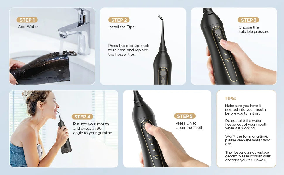 Fairywill Water Flosser - Rechargeable Portable Oral Irrigator