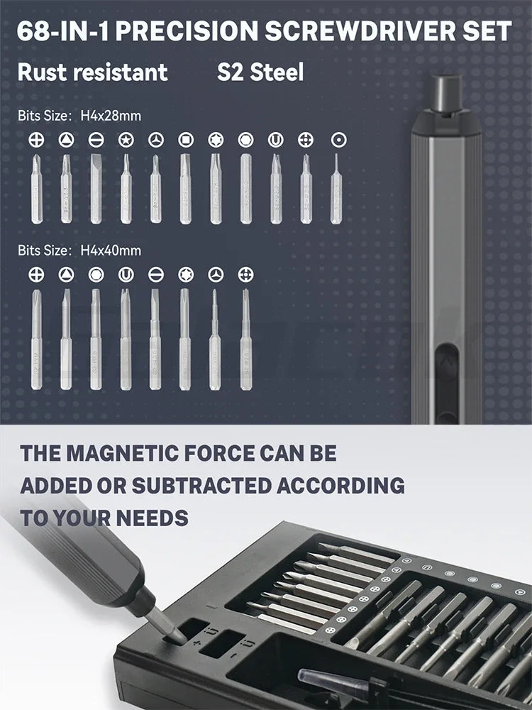 Precision Electric Screwdriver Set 68-in-1 for Mobile & Tablet Repair