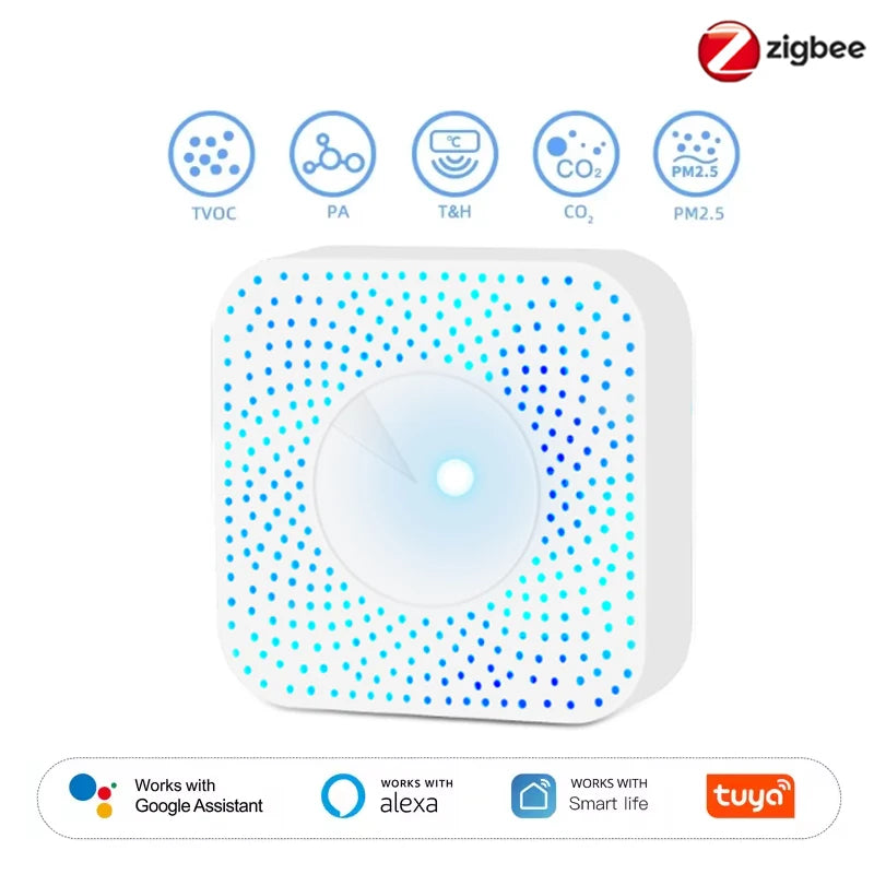 Tuya ZigBee 6-in-1 Smart Air Quality Monitor - Home Environment Detector
