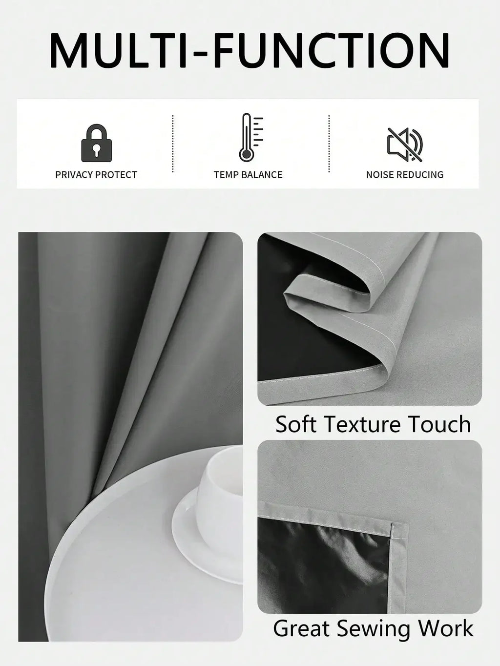 1panel Solid 100% Blackout Curtains with Grommets - Total Privacy Drapes