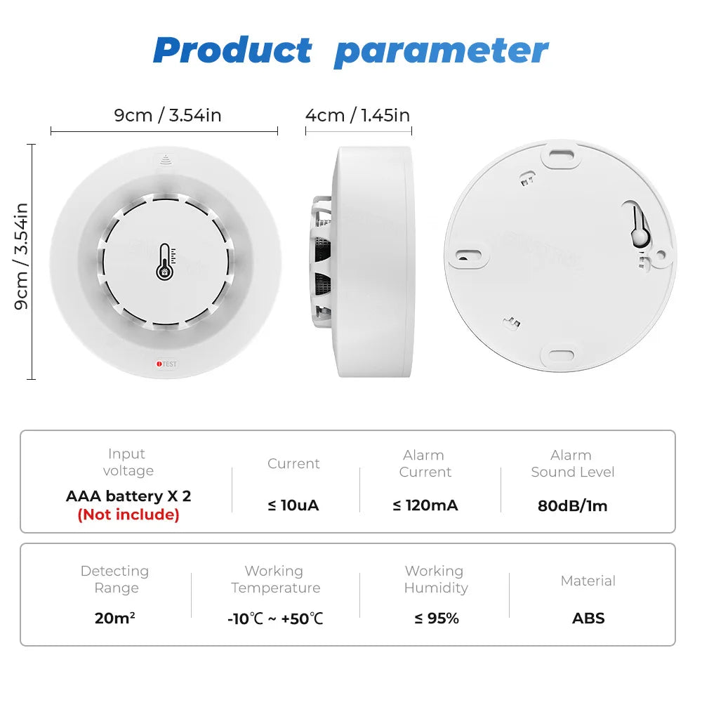 Tuya Smart WiFi & Bluetooth Smoke Detector with Temp & Humidity