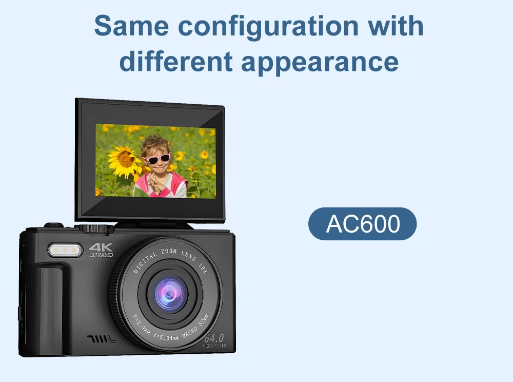 Ourlife AC600 4K 64MP Digital Vlogging Camera