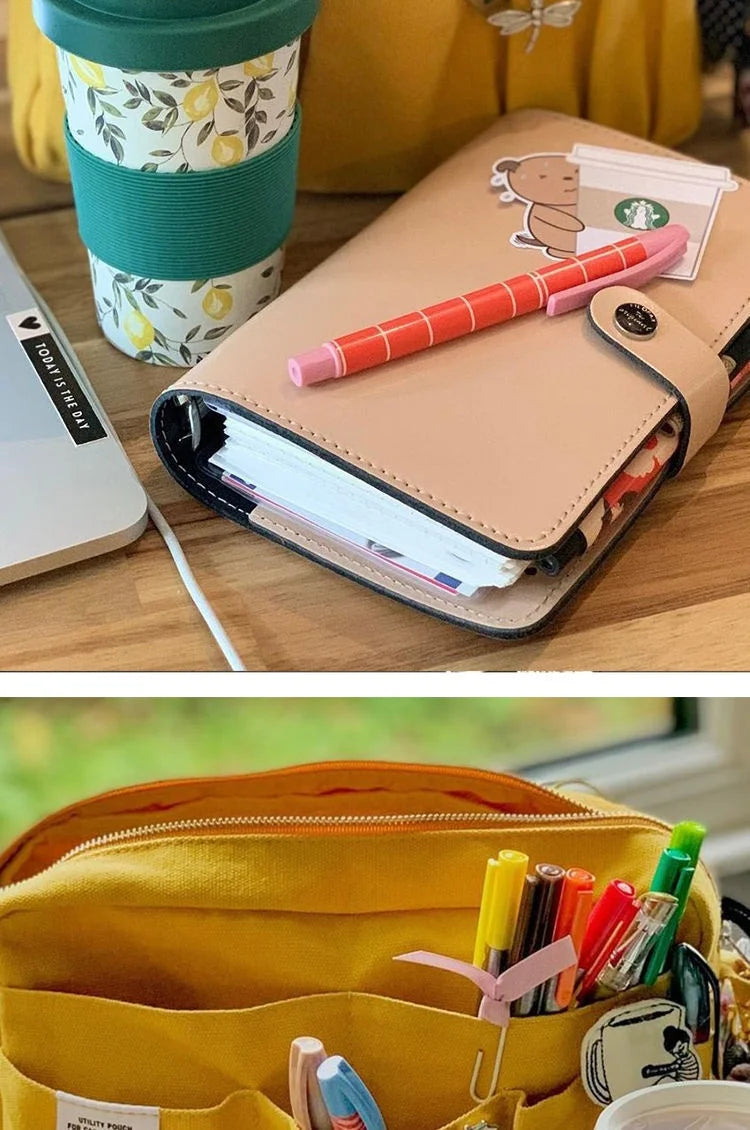 Large Capacity Canvas Pencil Case - Multi-Layer Storage for High School Students