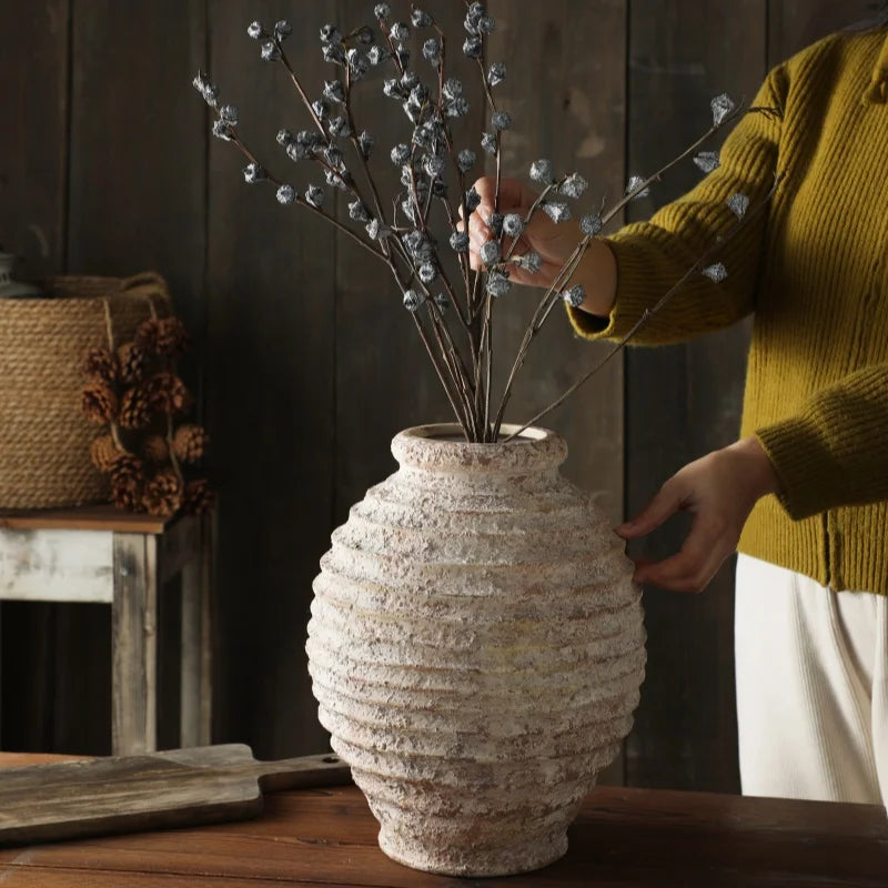 Retro Clay Pottery Vase | Vintage Handmade Home Decor
