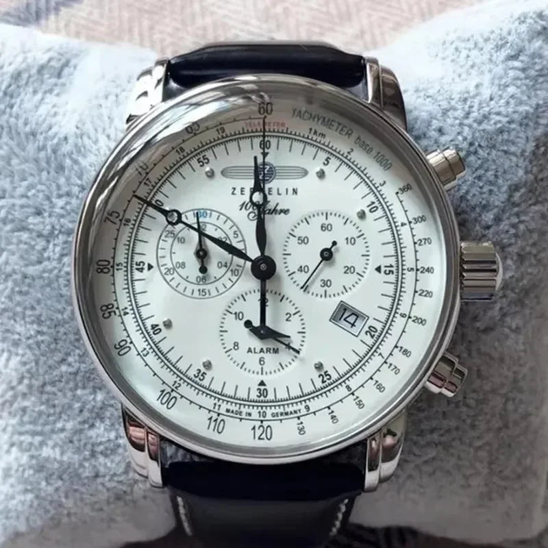 Zeppelin Airship Automatic Date Watch - Men's Luxury Leather Waterproof