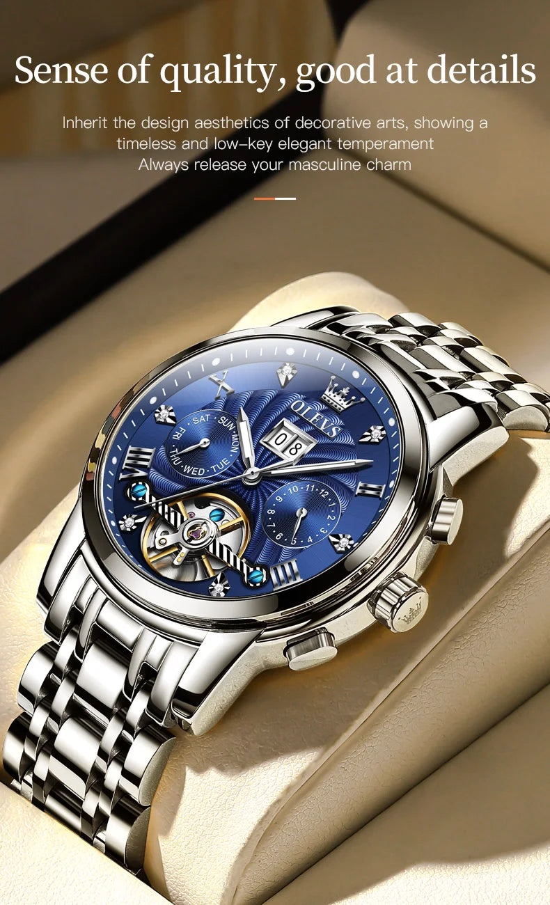 OLEVS Classic Men's Tourbillon Automatic Multi-function High-End Watch