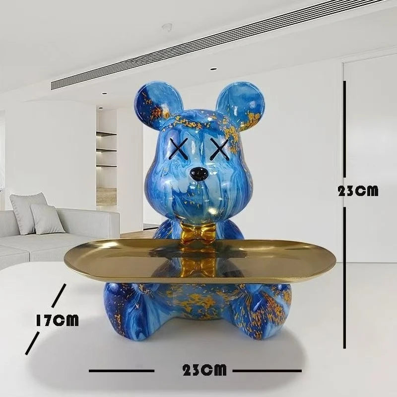 Trendy Graffiti Bear Desk Organizer | Unique Resin Art Decor