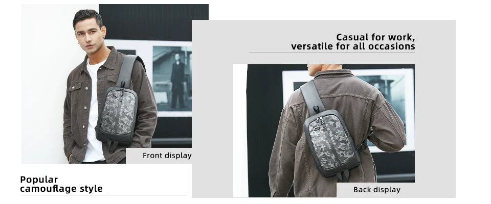 HK Anti-theft Men's Crossbody Bag | Waterproof USB Charging Sling Satchel