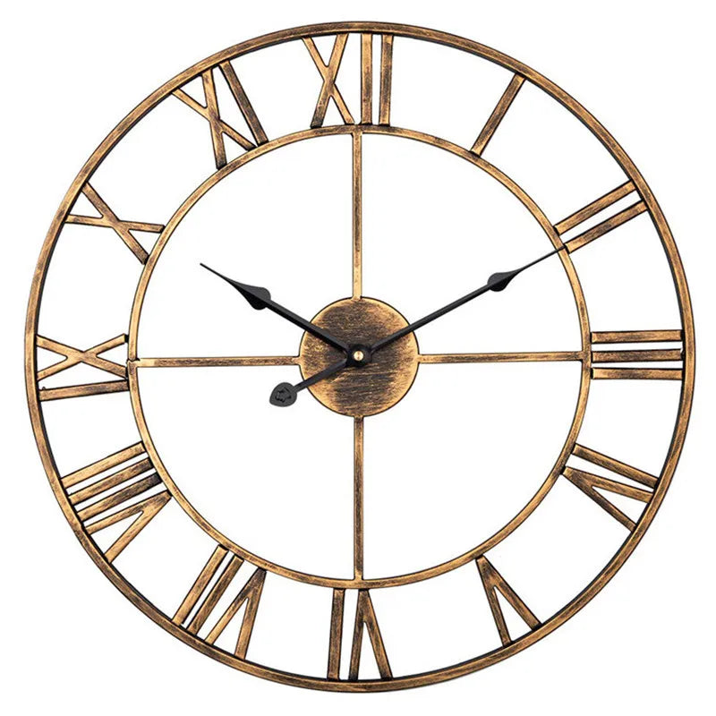 Modern 3D Large Wall Clock - Retro Roman Numerals, Silent Nordic Design for Living Room Decor