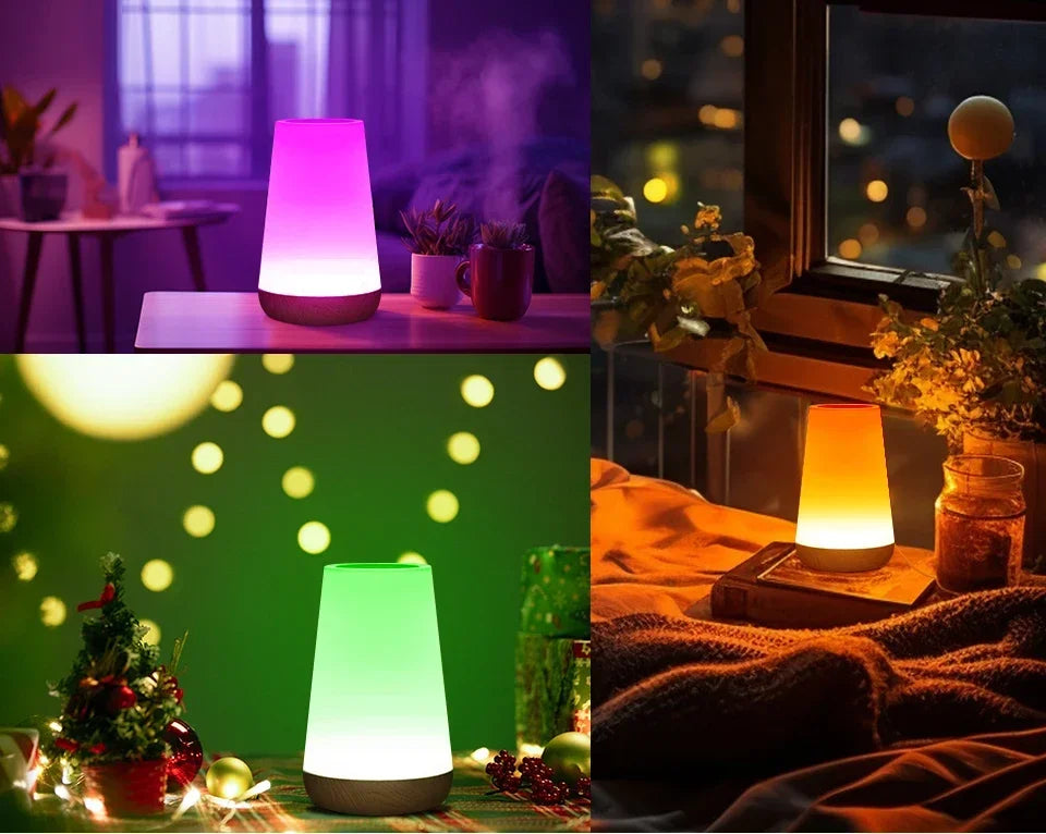 TUYA WiFi Smart LED Touch Bedside Lamp - Dimmable Night Light with USB, Alexa, Google Home