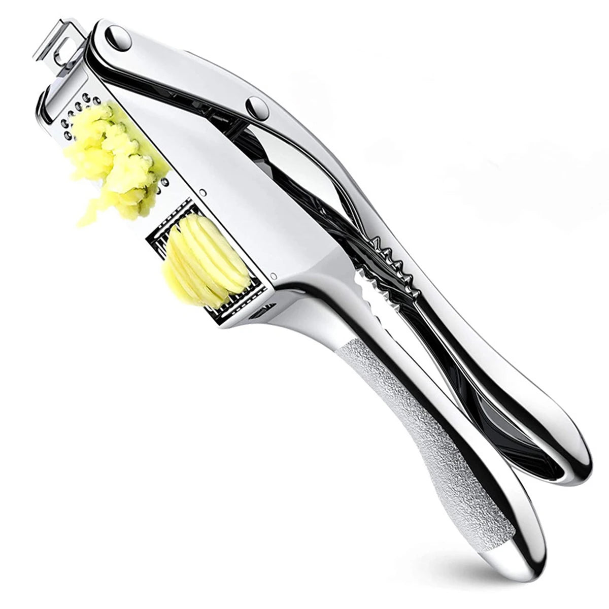 Stainless Steel 2-in-1 Garlic Press & Slicer Mincer | Dual Function Kitchen Tool