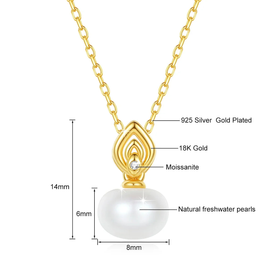 Luxury 18K Gold Pearl & Moissanite Necklace | Vabena Fine Jewelry