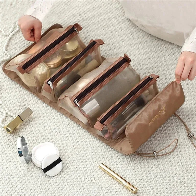 4-in-1 Detachable Travel Cosmetic Bag – Large Capacity Makeup & Toiletry Organizer