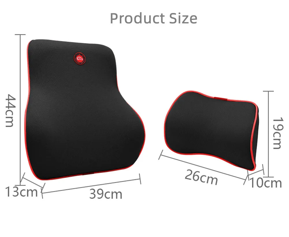 Memory Foam Car Seat Pillow Set - Neck, Lumbar & Headrest Support