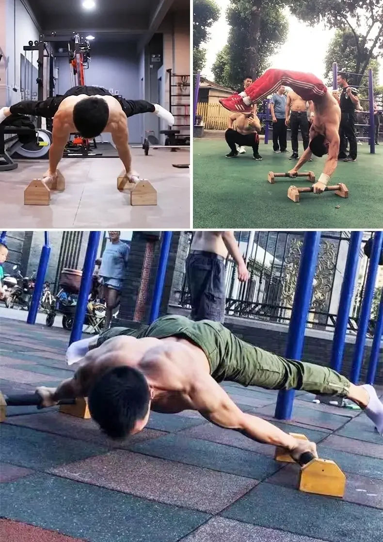 Wooden Push-Up Stands & Parallettes | Non-Slip Home Fitness Equipment
