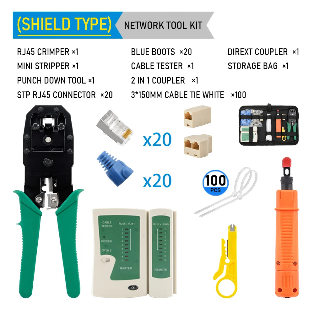 RJ45 RJ11 Network Cable Crimper LAN Tester 12-in-1 Kit