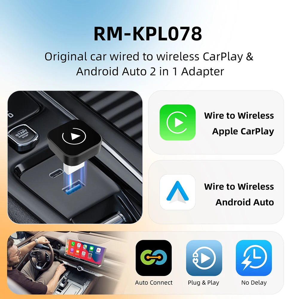 2in1 Wireless CarPlay & Android Auto Adapter | AI Smart Box for Cars