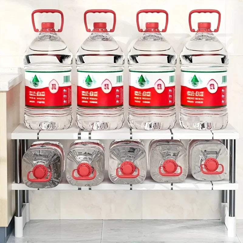 Adjustable Under Sink Storage Rack | Expandable Kitchen & Bathroom Organizer