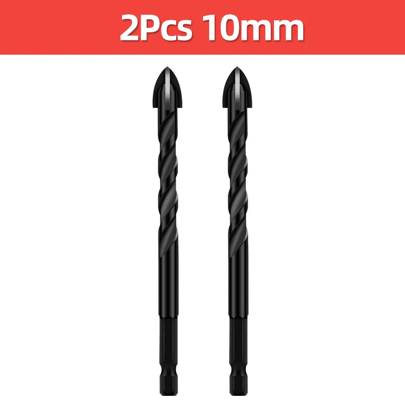 TOOLEYE Multifunction Cross Hex Drill Bit Set - Concrete, Tile, Glass, Metal