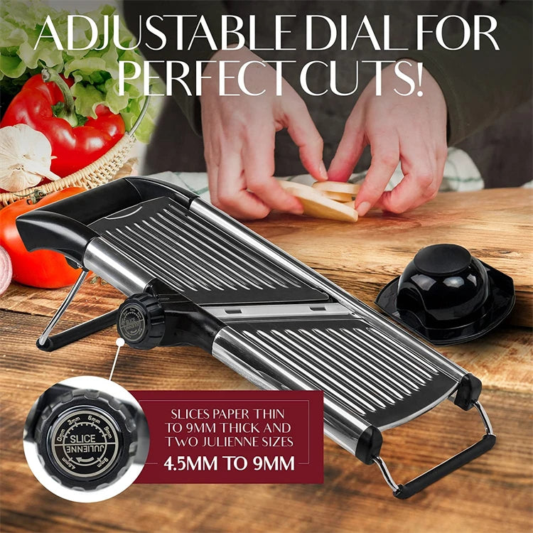 LMETJMA Adjustable Mandoline Slicer - Stainless Steel Vegetable Chopper & Cutter