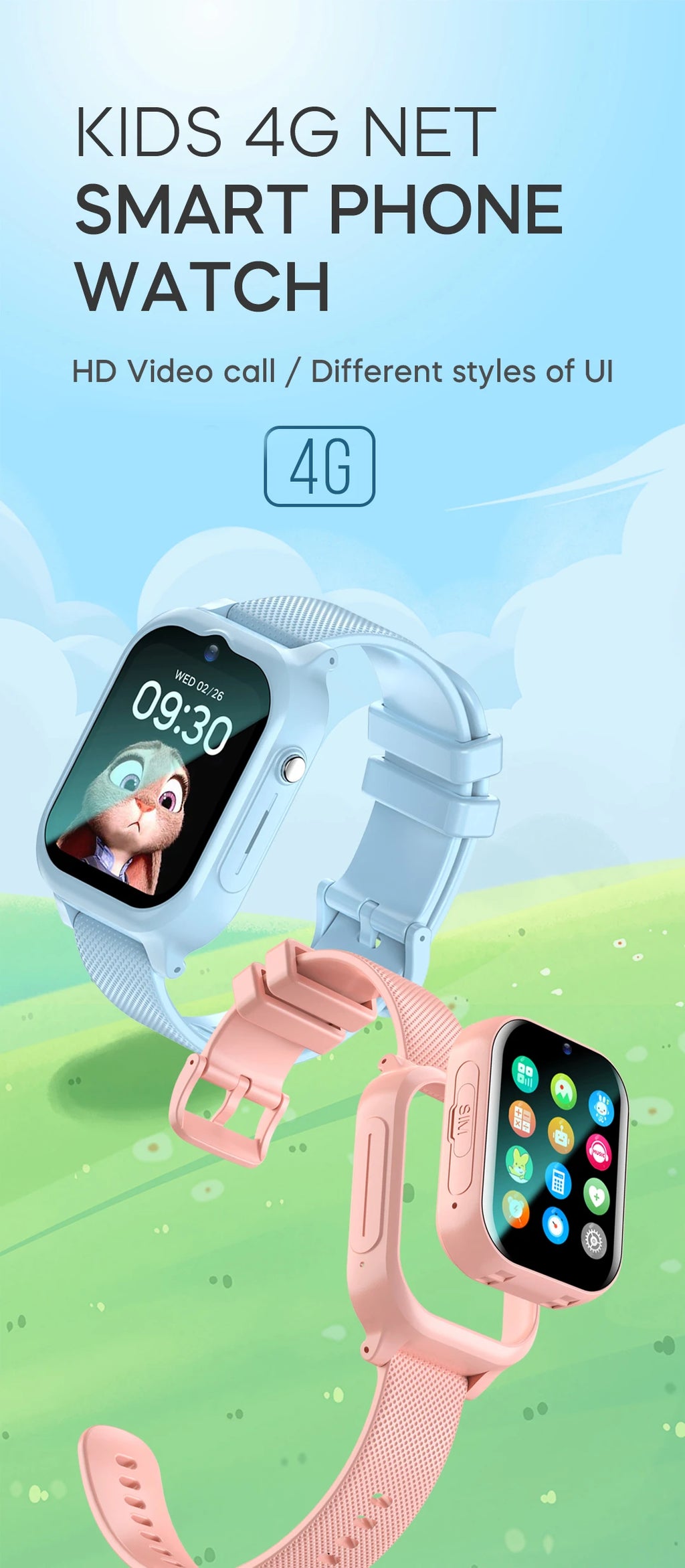 Vabena Kids Smart Watch 4G GPS Video Call SOS - Child Phone Watch