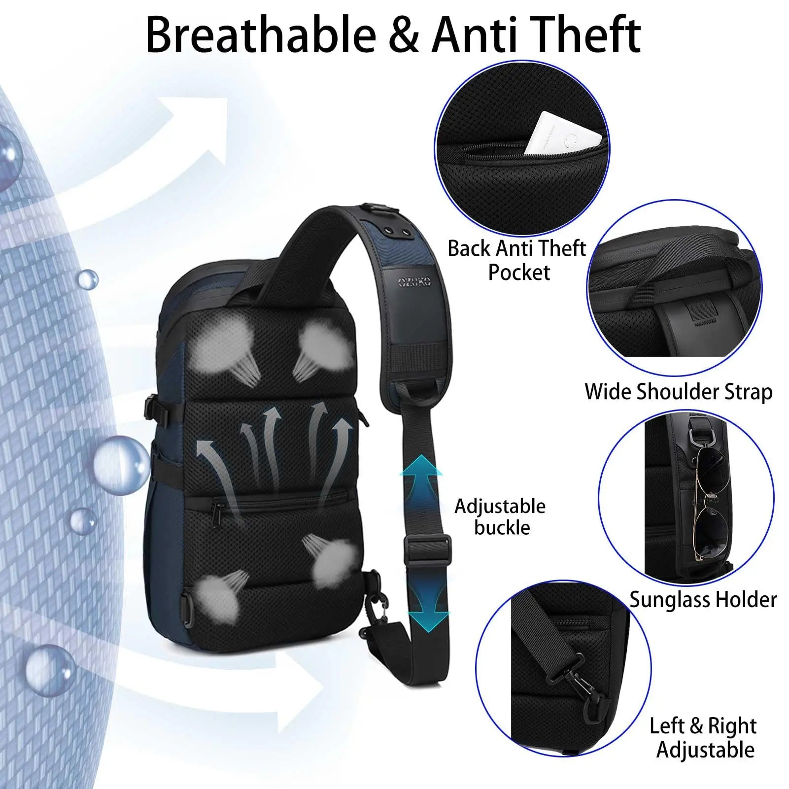 Anti-Theft Sling Bag | USB Charging Waterproof Crossbody Backpack