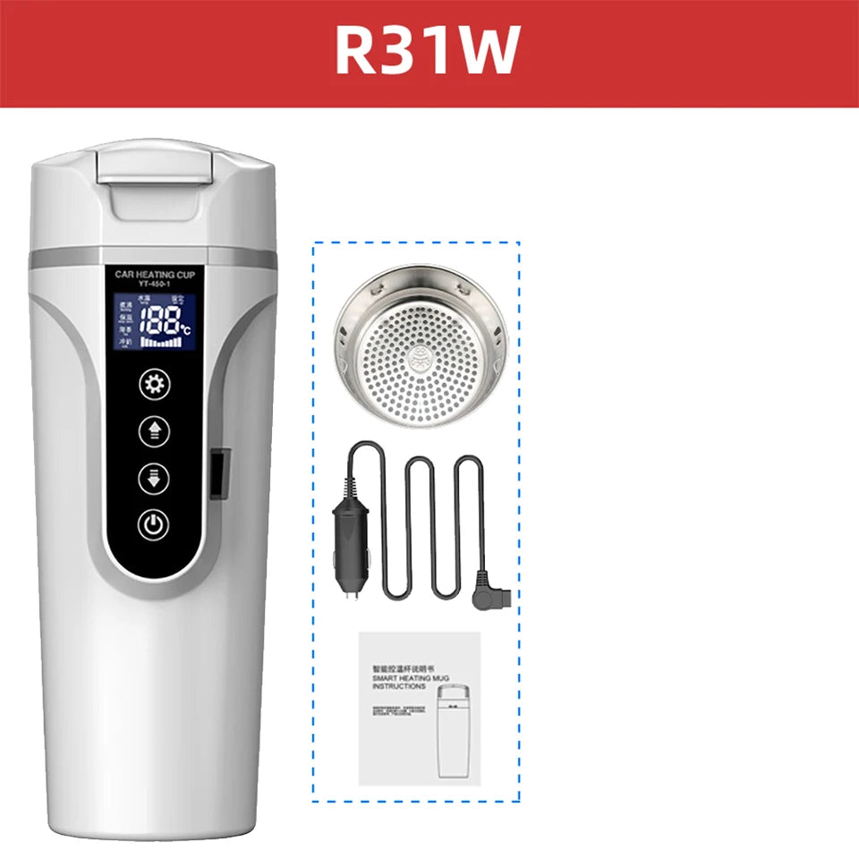 Portable Smart Car Kettle & Heating Mug - 12V/24V Touch Screen Thermal Cup