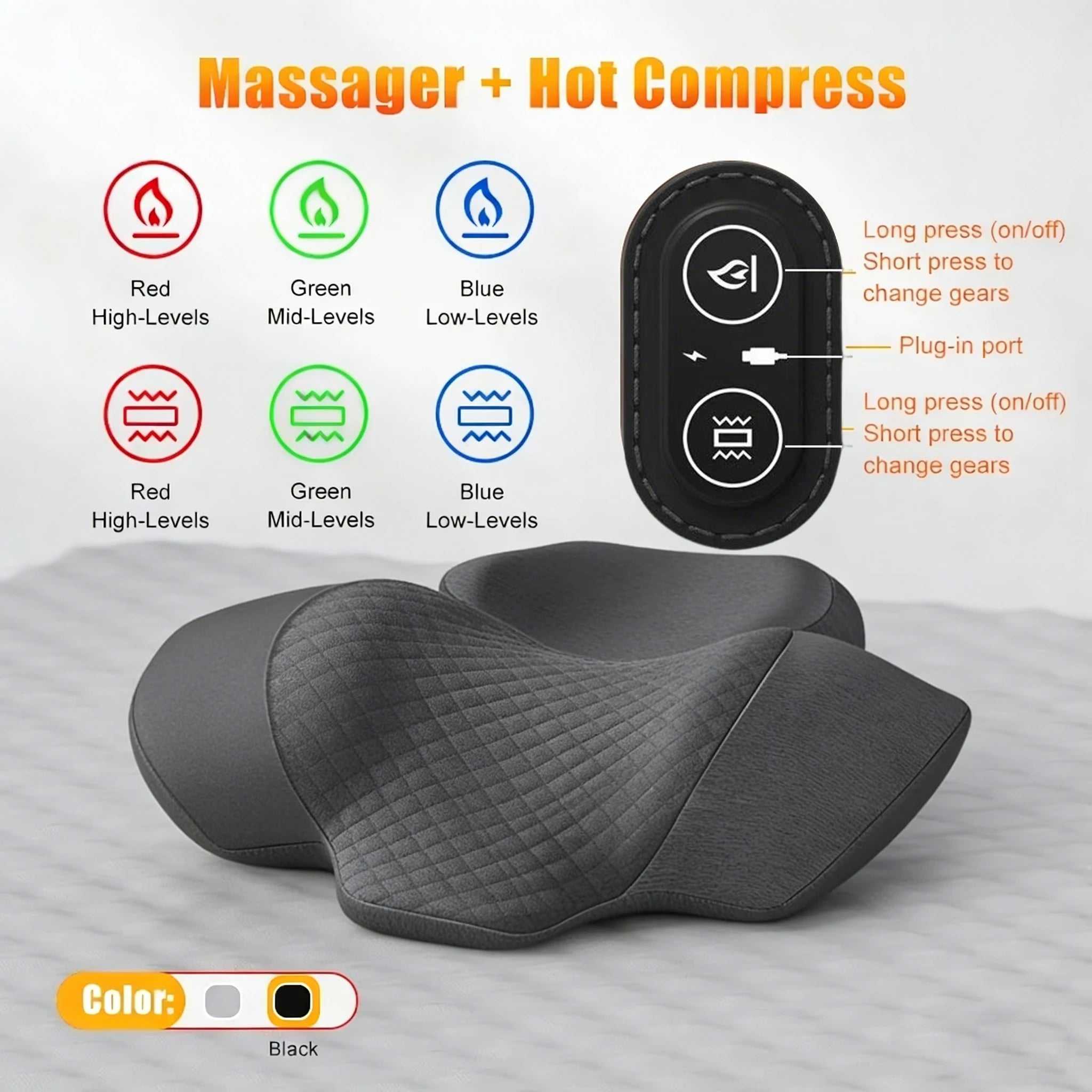 Electric Neck Massager Pillow with Heat & Traction | Cervical Pain Relief