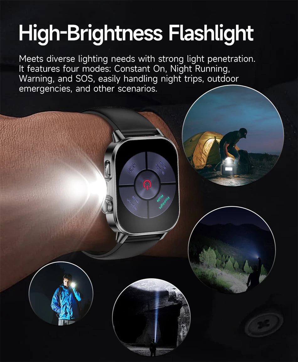 Vabena Men's ECG Smartwatch: Accurate Health Diagnosis with Blood Pressure, Oxygen, Fat, Uric Acid & Temp Monitoring