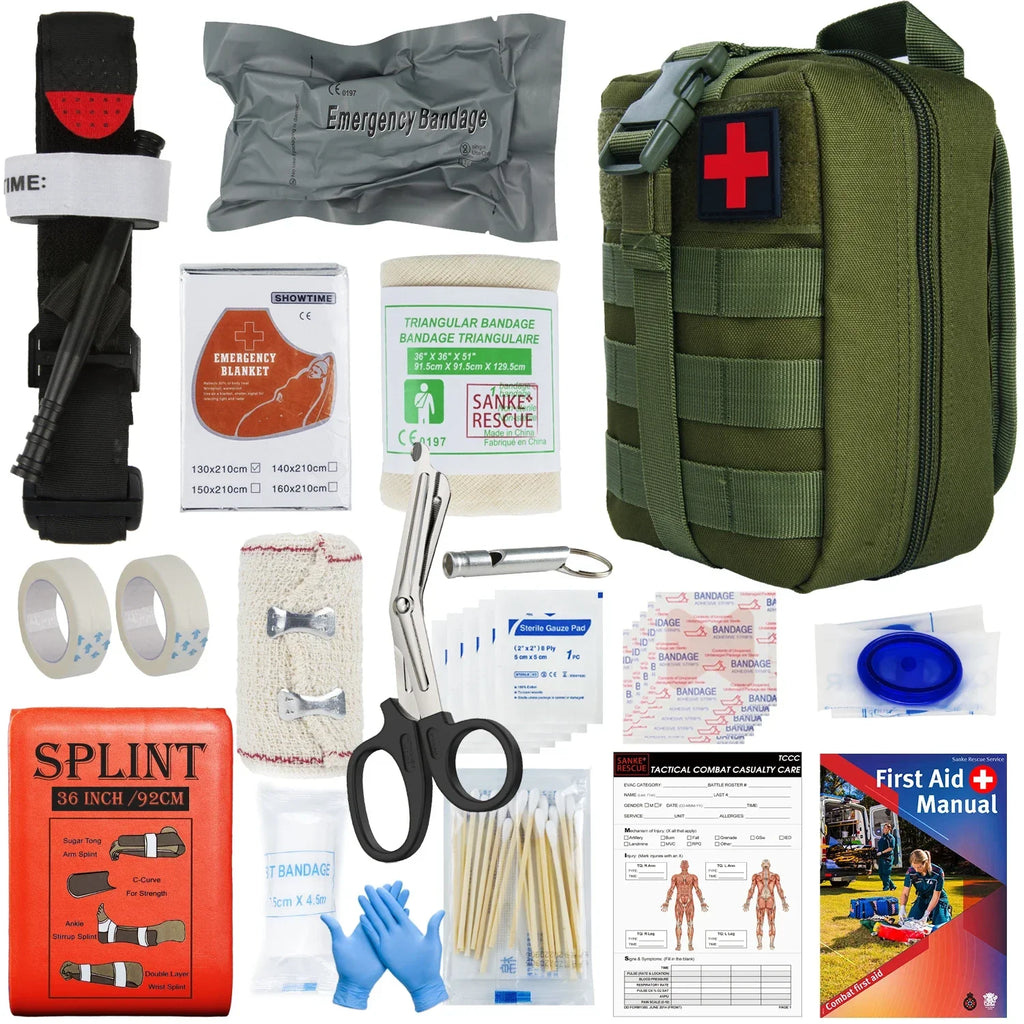 Tactical IFAK First Aid Survival Kit - 18 EMT Emergency Items MOLLE Pouch