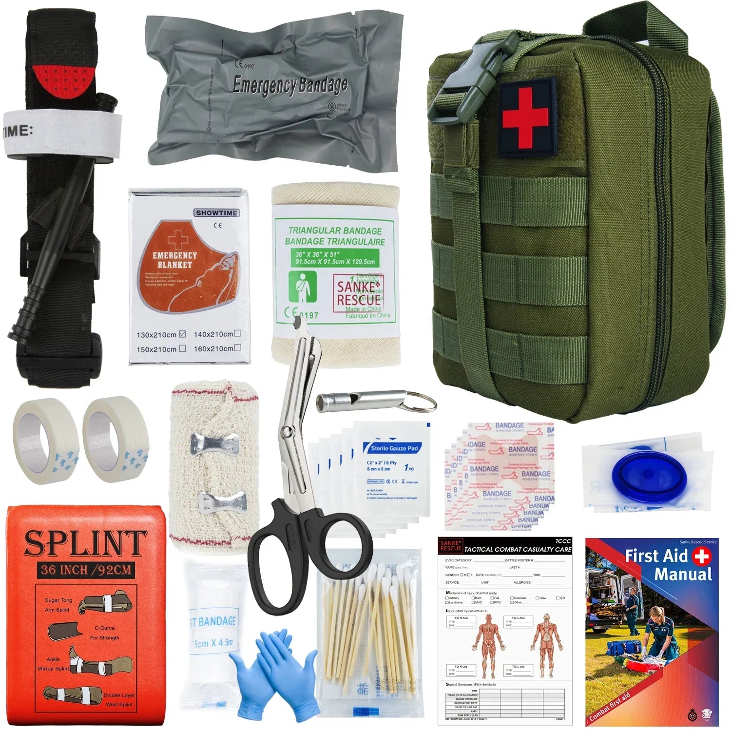 Tactical IFAK First Aid Survival Kit - 18 EMT Emergency Items MOLLE Pouch