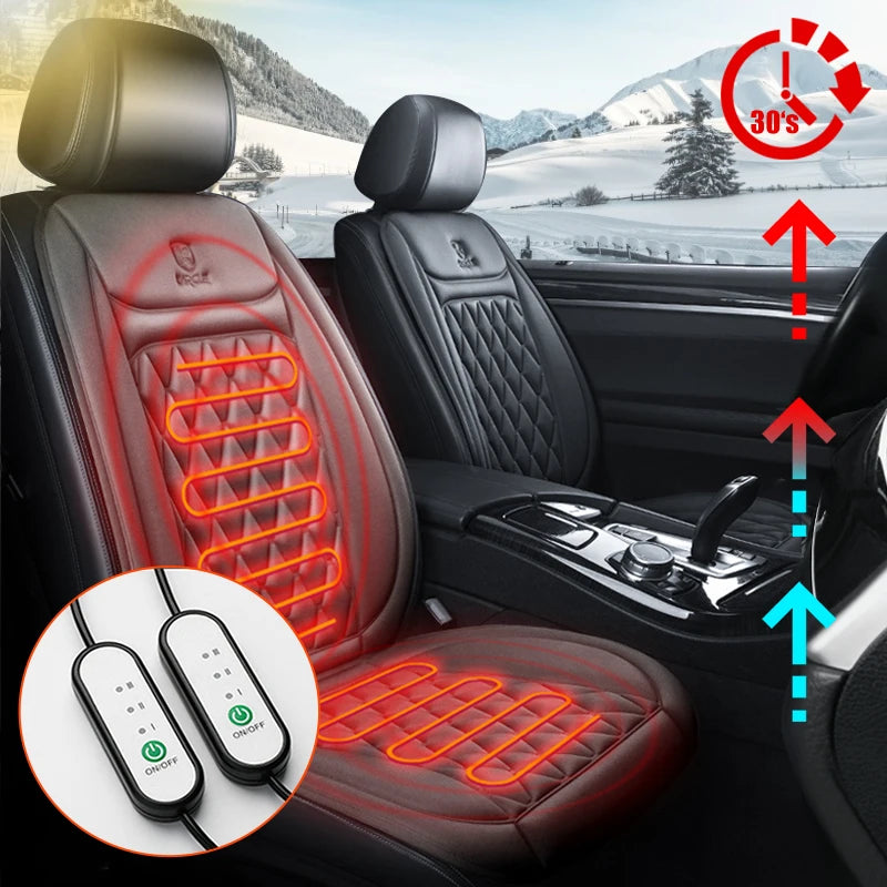 12V Heated Car Seat Cushion | Universal Cloth & Flannel Set