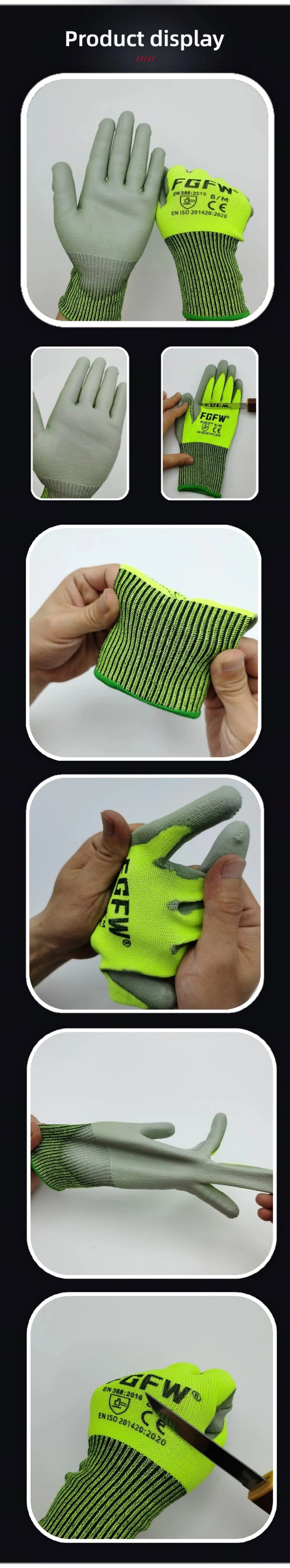10 Pairs Military-Grade Level C Cut Resistant Gloves EN388 Certified for Industrial Use