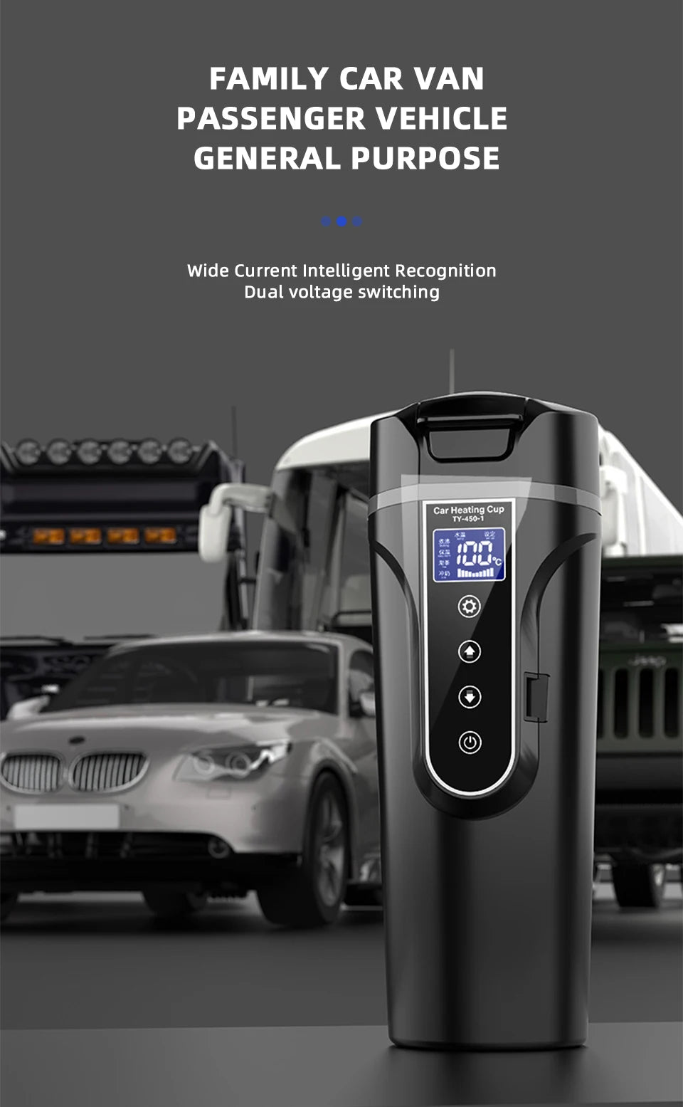 Portable Smart Car Kettle & Heating Mug - 12V/24V Touch Screen Thermal Cup