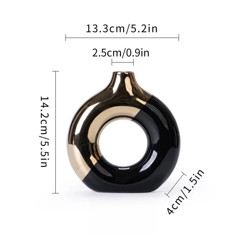 Gold Ceramic Flower Vase - Elegant Home & Wedding Decor