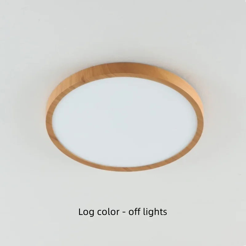 Modern Circular LED Ceiling Light - Ultrathin Wood Grain Walnut Decorative
