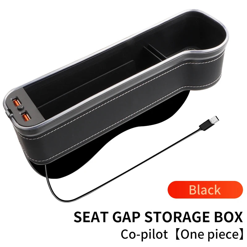 Car Seat Gap Filler & Organizer with LED & Dual USB